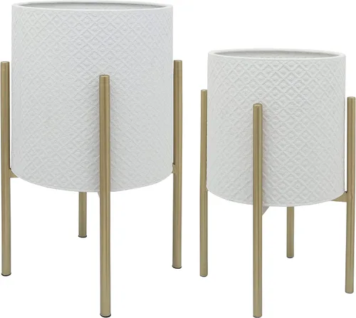 Vista 8 de Macetas decorativas con soporte de metal para decoración del hogar, macetas modernas para decoración de pasillo, entrada y sala de estar, macetas