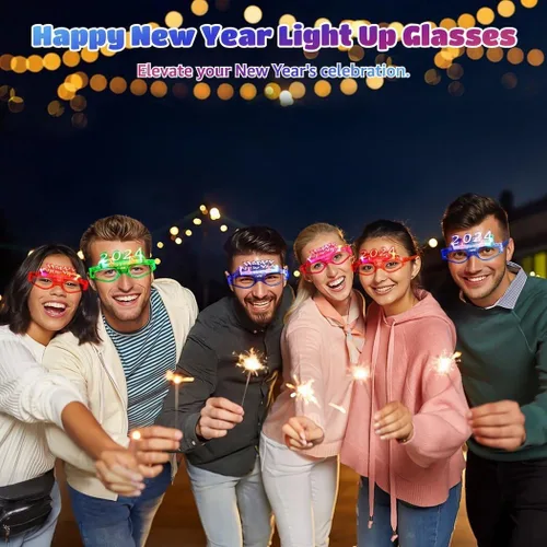 Vista 2 de B bangcool Gafas LED 2024 con luz LED 2024 para decoración de fiesta de Año Nuevo