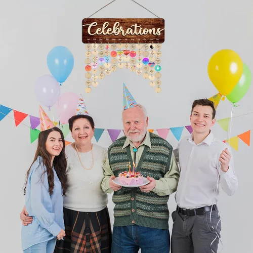Vista 5 de Regalos para mamá y abuela, calendario de celebraciones de cumpleaños 3D recordatorio para colgar en la pared, placa de cumpleaños familiar