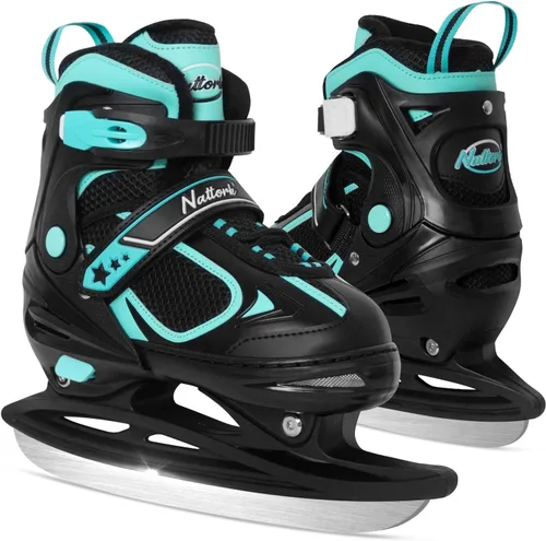 Vista 8 de Nattork Patines de hielo para niños, niños y niñas, patines ajustables de hockey con cordones, acolchado suave y soporte de tobillo reforzado