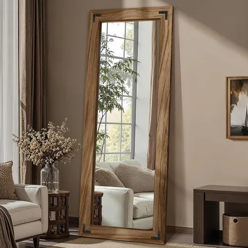 Vista 9 de FICTOR Espejo de Cuerpo Entero de Madera, Marco de Madera Maciza de 55"x22" Espejo de Piso, para Casa de Campo, Dormitorio, Sala de Estar
