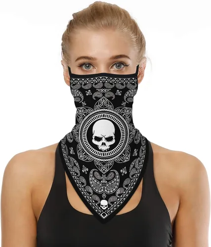 Vista 24 de YAYOUREL Polaina para el cuello, bandanas para hombres y mujeres, cubierta de bufanda para la cara con rayos UV, con agujero para las orejas