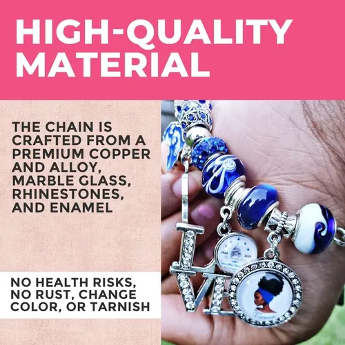 Vista 7 de Pulseras con dijes personalizados de hermandad, Esmalte, estrás