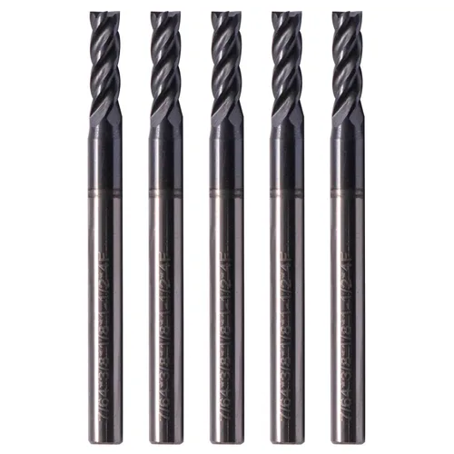 Vista 10 de BestParts 5 fresas cuadradas de carburo sólido de alto rendimiento, revestimiento AlTiN, 4 flautas, hélice de 30 grados, diámetro de corte de 1/2