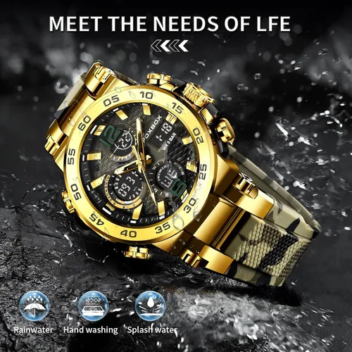 Vista 6 de Men's Outdoor Sports Quartz Watches,Waterproof,Clock,Glow,Alarm Clock Multi-Function Analog & Digital Watches for Men,Big Face Easy to