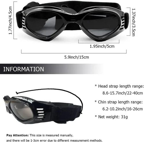 Vista 6 de Gafas de sol para perros pequeños, protección UV, resistentes al viento, gafas de sol para mascotas pequeñas para protección de los ojos