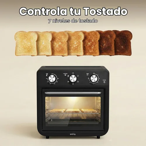 Vista 4 de SMIRLY Combo de horno tostador de freidora de aire 6 en 1, horno tostador Negro