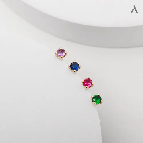 Vista 4 de Amberta Allure - Aretes de tuerca de oro amarillo de 9 quilates para mujer