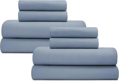 Vista 32 de California Design Den Juego de 2 sábanas individuales - 100% algodón orgánico, sensación de percal crujiente y transpirable, sábanas blancas