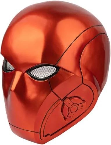 Vista 2 de Casco máscara de Red Hood para adultos XCOSER, accesorio para Halloween o cosplay, Adulto, rosado, (Mordern Version)