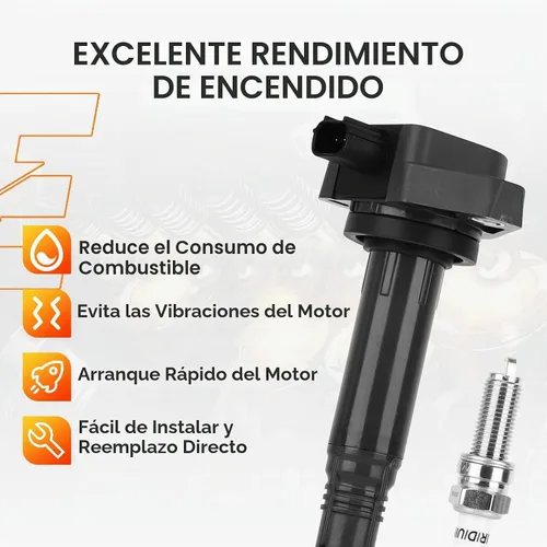 Vista 2 de Paquete de bobinas de encendido UF624 Iridium Spark Plug Set Fit para Honda