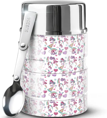 Vista 20 de Earth&ME Termo de acero inoxidable para alimentos calientes de 17 onzas con cuchara plegable, recipiente de alimentos aislado al vacío, termo