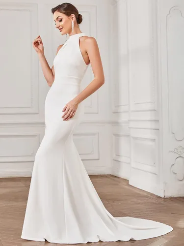 Vista 3 de Ever-Pretty Vestidos de novia de sirena sin mangas con cuello halter para mujer 01414