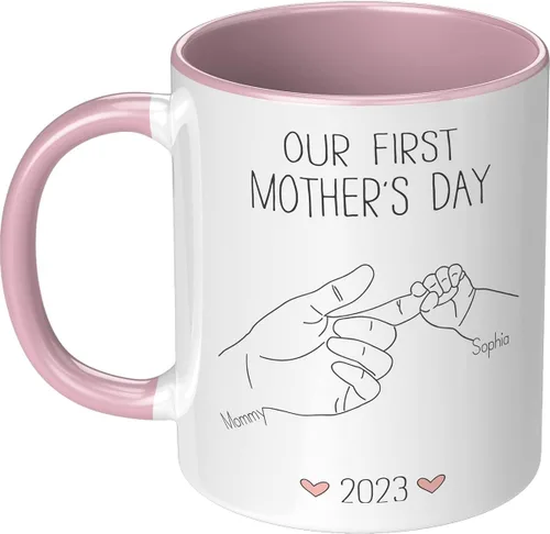 Vista 2 de Taza para el día de la madre para mamá de hija e hijo – Taza de café divertida para la mejor mamá del mundo – Regalo único de cumpleaños para esposa
