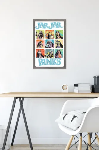 Vista 6 de Trends International Star Wars: The Phantom Menace - Jar Jar Binks Grid - Póster de pared, 22.4 pulgadas de largo x 14.7 pulgadas, versión enmarcada