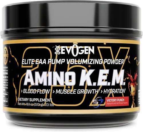 Vista 15 de Evogen Amino K.E.M. - Volumizador de Bomba en Polvo EAA y BCAA Suplemento de Aminoácidos BCAA para Flujo Sanguíneo, Crecimiento Muscular e