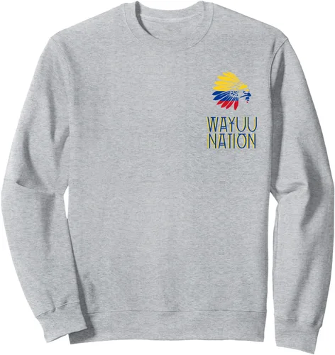 Vista 2 de WAYUU WAYU NATION Tribu Indígena Bandera colombiana Sudadera, gris, S