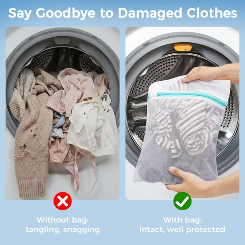 Vista 7 de BAGAIL Bolsas de lavandería de malla para lencería íntima y delicadeza, 5 unidades (1XL, 2L, 2M) (paquete de 2)