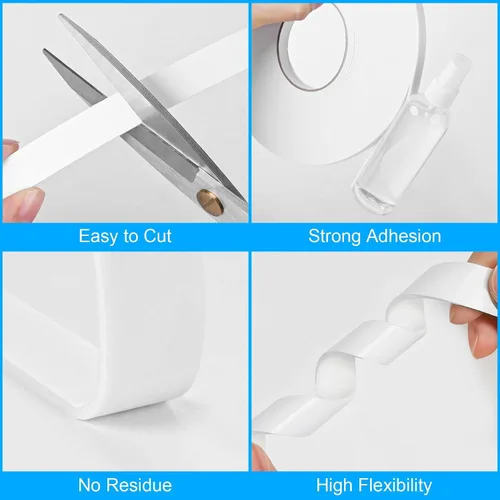Vista 4 de Cinta adhesiva de espuma de doble cara 0.39 pulgadas x 5 metros, cinta adhesiva resistente para montaje, tiras adhesivas fuertes impermeables
