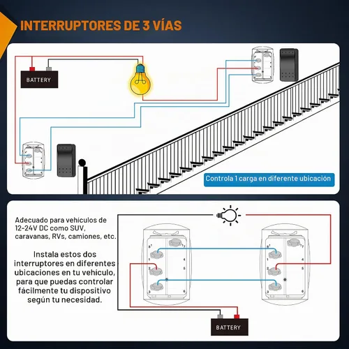 Vista 4 de Nilight Interruptor de 3 vías de encendido y apagado, control de palanca basculante, una sola carga desde dos ubicaciones separadas, interruptores