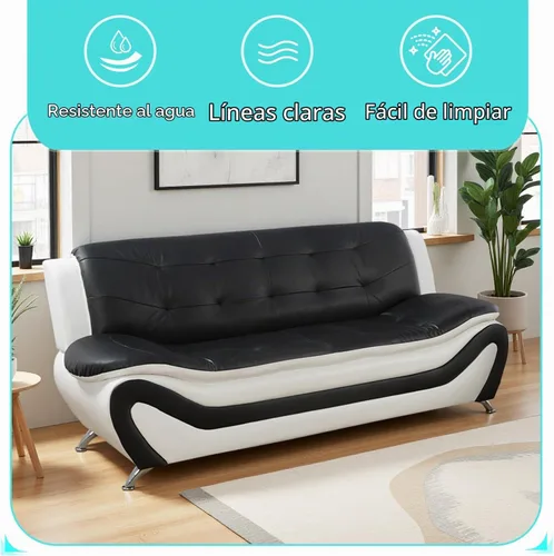 Vista 4 de Sofá modular de cuero, juego de muebles de sala de estar, 3 piezas, moderno, para sala de estar, apartamento, oficina, dormitorio, color blanco