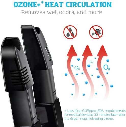 Vista 2 de DR.PREPARE Secador de botas de ozono, secador de guantes y calentador de botas con soplador de calor, estante ajustable portátil y temporizador