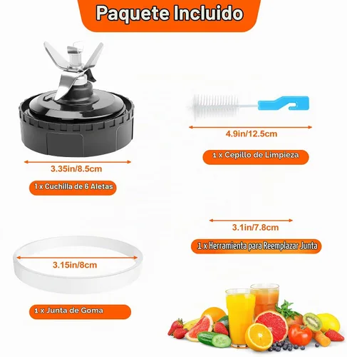 Vista 6 de Conjunto de cuchilla extractor de 6 aletas para licuadora ninja, diámetro de 3.35 pulgadas/3.3 in