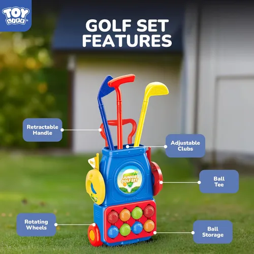 Vista 4 de TOY Life Set de palos de golf para niños, juego de golf para niños pequeños de 3 a 5 años, juego de golf para niños de 5 a 8 años, juguetes de golf