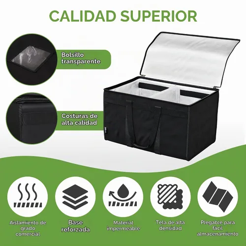 Vista 5 de TRUE NORTH Bolsa Térmica para Entrega de Alimentos con Divisor (23"x15"x14") - Bolsa Calentadora de Alimentos Uber Eats - Bolsas de Pizza