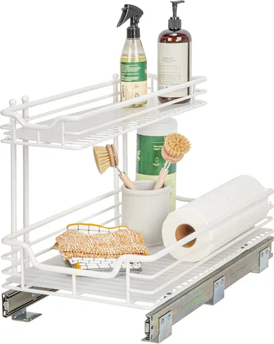 Vista 15 de Household Essentials Organizador extraíble de dos niveles de acero negro mate