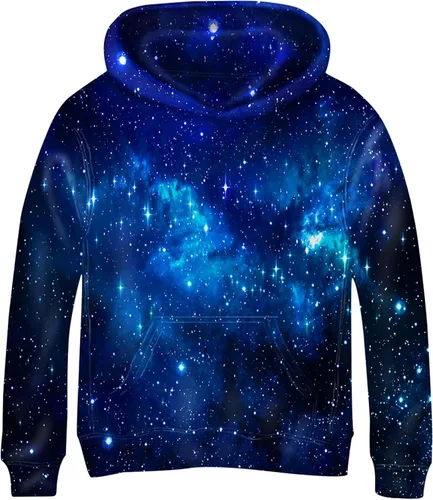 Vista 17 de Linnhoy Sudaderas con capucha para niños y niñas con estampado digital 3D de 6 a 15 años Cbai Blanco