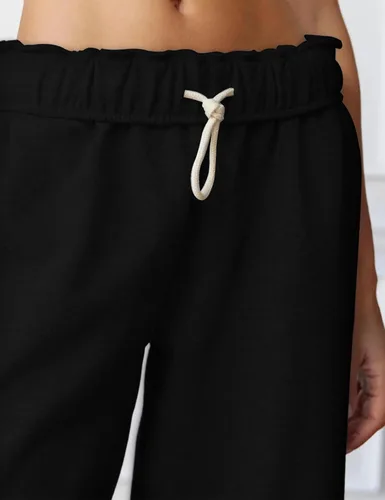Vista 3 de TBETNE Pantalones deportivos de forro polar para mujer, casuales, elásticos, de cintura alta, pierna ancha, pantalones deportivos Y2K con bolsillos