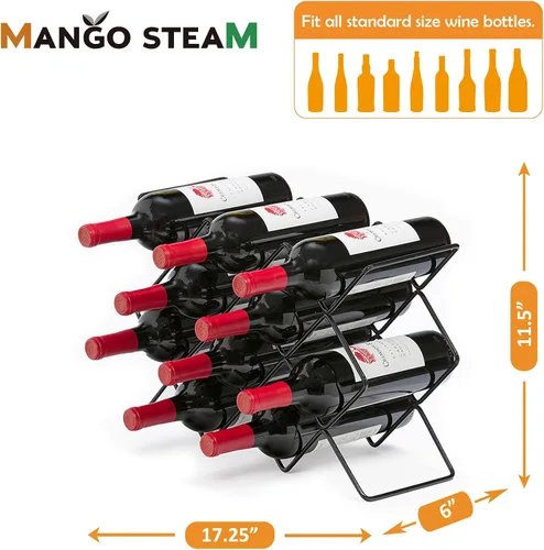 Vista 5 de Mango Steam Estante de vino para encimera de 10 botellas (negro)