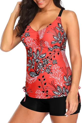 Vista 3 de Tempt Me Traje de baño tankini de dos piezas para mujer con control de abdomen y pantalones cortos