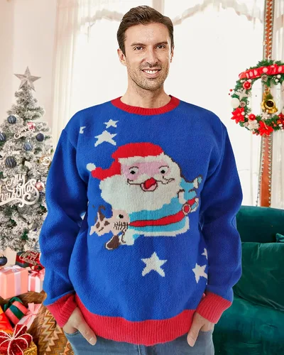 Vista 3 de Suéteres de Navidad sin botones coordinados Ugly Couple para mujeres y hombres de primera calidad de alta densidad elásticos suaves no causan comezón