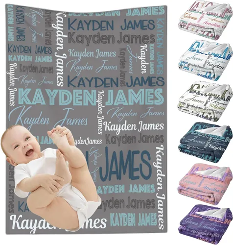 Vista 17 de Mantas de bebé personalizadas para niñas y niños, mantas de bebé personalizadas con nombre para niños y niñas, regalos personalizados para bebés