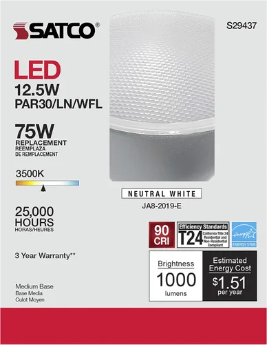 Vista 7 de Satco S29437 12.5 vatios; LED PAR30LN; 3500K; paquete de 12 cumple con California
