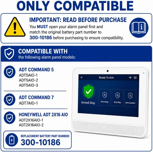 Vista 5 de Batería de repuesto para Panel de Seguridad Inteligente ADT Command ADT5AIO-1 ADT5AIO-2 ADT5AIO-3 ADT7AIO-1, Teclado de Seguridad para Hogar