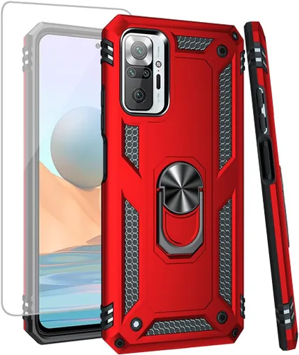 Vista 7 de Funda para Redmi Note 10 Pro 4G/Note 10 Pro Max con protector de pantalla de vidrio templado, [grado militar] Soporte magnético para montaje
