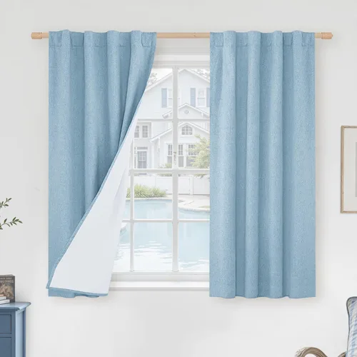 Vista 42 de LAMIT Cortinas opacas cortas de lino de 30 pulgadas para ventanas de cocina sobre el fregadero, cortinas de café texturizadas de lino marfil