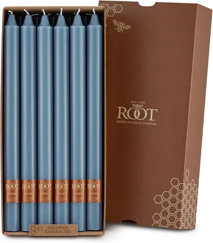 Vista 16 de Root Candles Juego de velas sin perfume de mezcla de cera de abeja de alta calidad, 5 pulgadas, azul Williamsburg, 8 unidades Williamsburg Azul