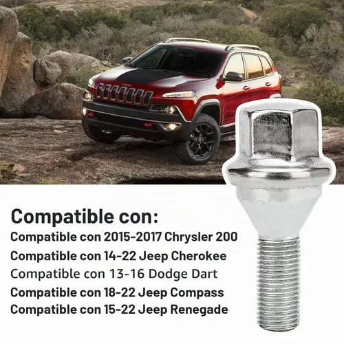Vista 3 de 5 piezas de pernos de rueda M12x1.25 para Jeep Cherokee 2014-2022, longitud hexagonal de mejora 28mm, reemplaza # 611-005 Compatible con Dodge Dart