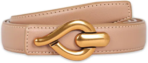 Vista 93 de Cinturón de cuero clásico con hebilla de metal para mujer con vestido de jeans
