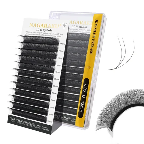 Vista 221 de NAGARAKU Extensiones de pestañas prefabricadas en abanico 3D W 0.05 C 0.315 0.05-C 3D W