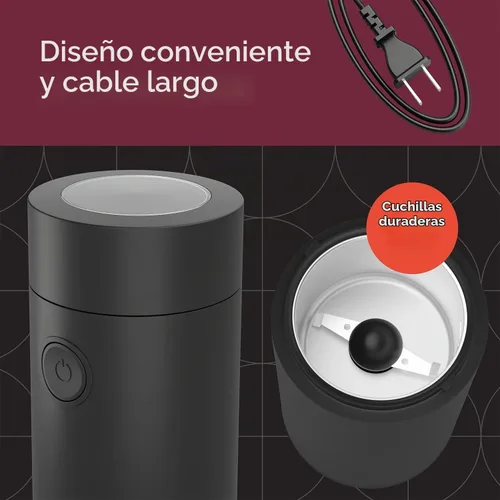 Vista 4 de MuellerLiving - Molinillo de café eléctrico para especias, hierbas, frutos secos, granos Molinillo de café eléctrico afilado de acero inoxidable
