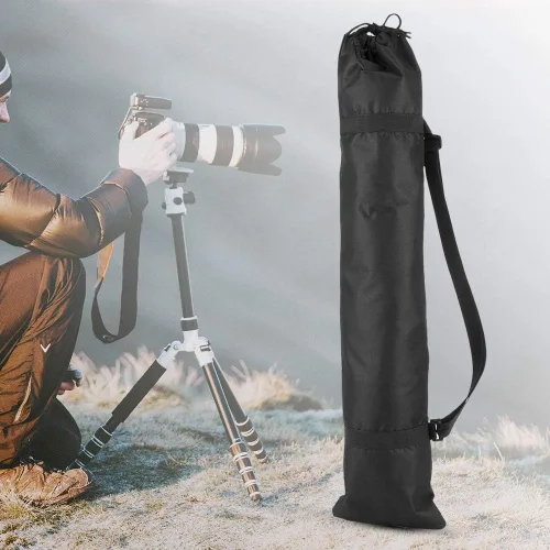 Vista 3 de Bolsa de trípode, funda de trípode de tela Oxford portátil plegable con correas de hombro, bolsa de soporte de micrófono para soporte de luz al aire