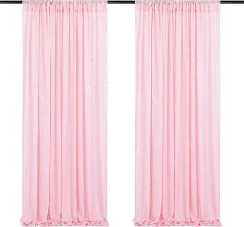 Vista 83 de Cortinas de fondo de lentejuelas con purpurina azul bebé, 2 piezas de 2 x 8 pies, telón de fondo de fiesta de baby shower para niños, hermosas