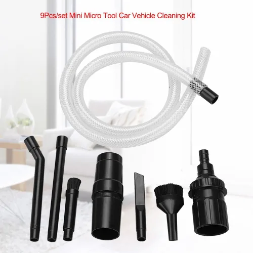 Vista 3 de Kit de accesorios de micro 9 piezas, mini herramienta de aspiradora para vehículo de automóvil, limpiador universal, boquilla de cepillo