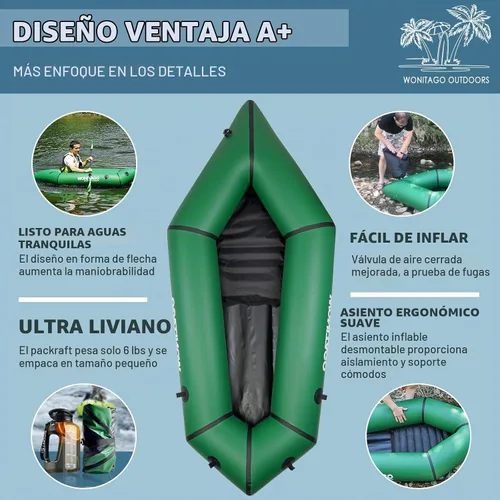 Vista 3 de TPU Packraft Inflatable Backpack Raft, Lightweight and Portable