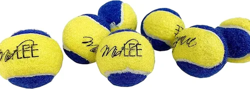 Vista 2 de Midlee Pelotas de tenis para perros XS, 1.5 pulgadas, azul/amarillo, paquete de 12